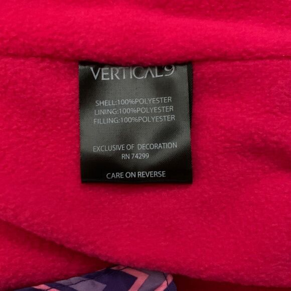 Vertical 9 Chevron Purple Pink Puffer Lined Fleece Vest with Hood Plus Size 16 - Picture 11 of 12